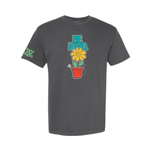 Be Kind Flower Tee - Washed Gray